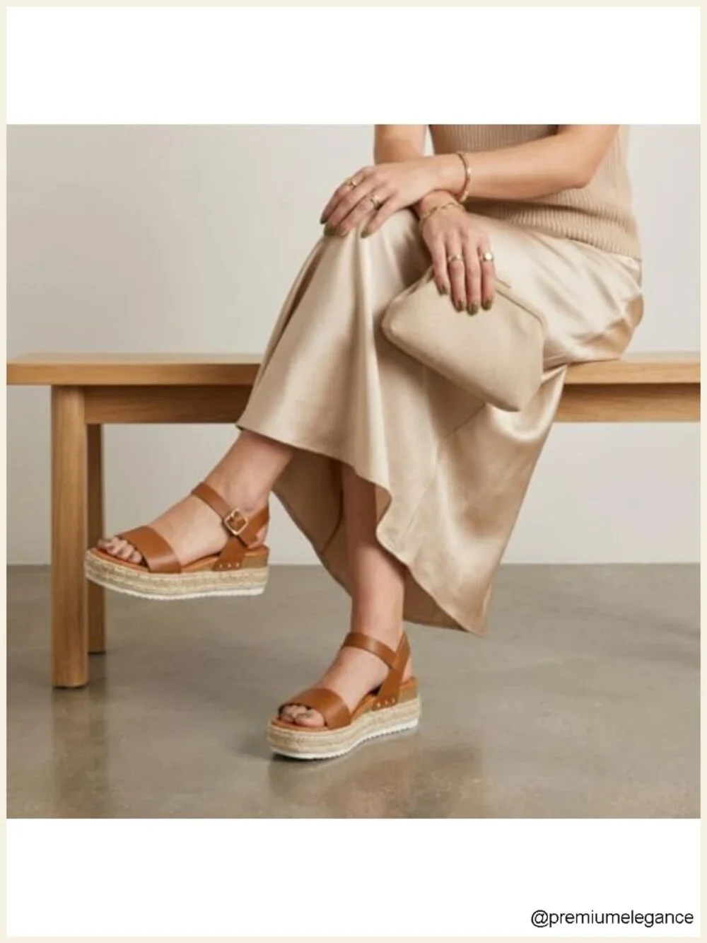Vegan Leather Espadrille Platform Sandals with Adjustable Ankle Strap and